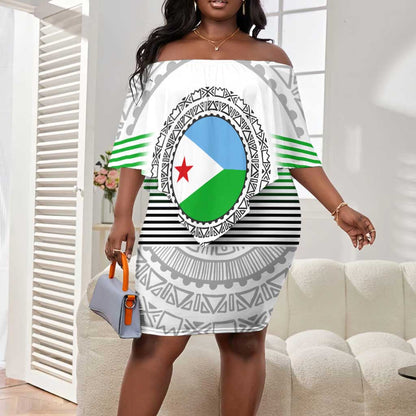 African Tribal Djibouti Roots Off Shoulder Short Dress Urban Streetwear