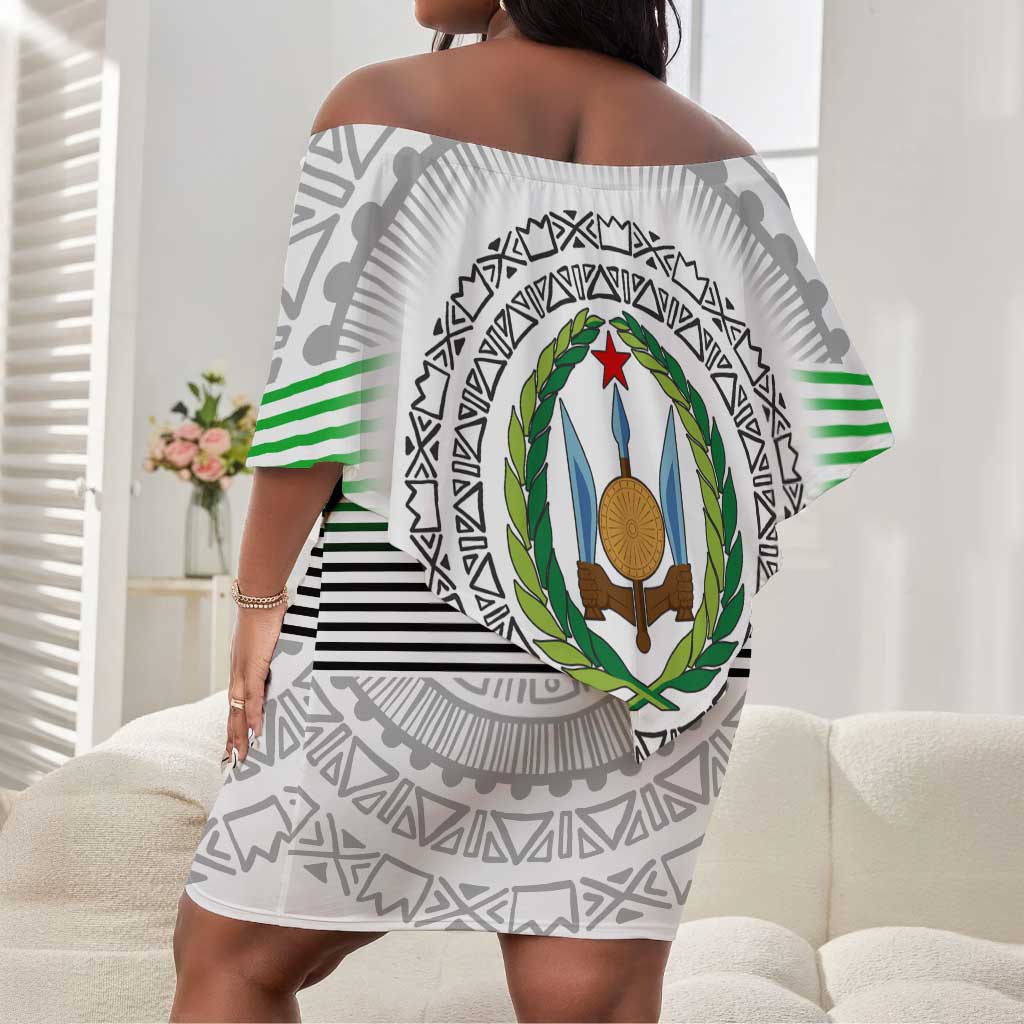 African Tribal Djibouti Roots Off Shoulder Short Dress Urban Streetwear