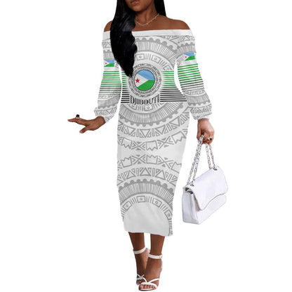African Tribal Djibouti Roots Off The Shoulder Long Sleeve Dress Urban Streetwear