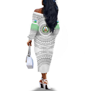 African Tribal Djibouti Roots Off The Shoulder Long Sleeve Dress Urban Streetwear