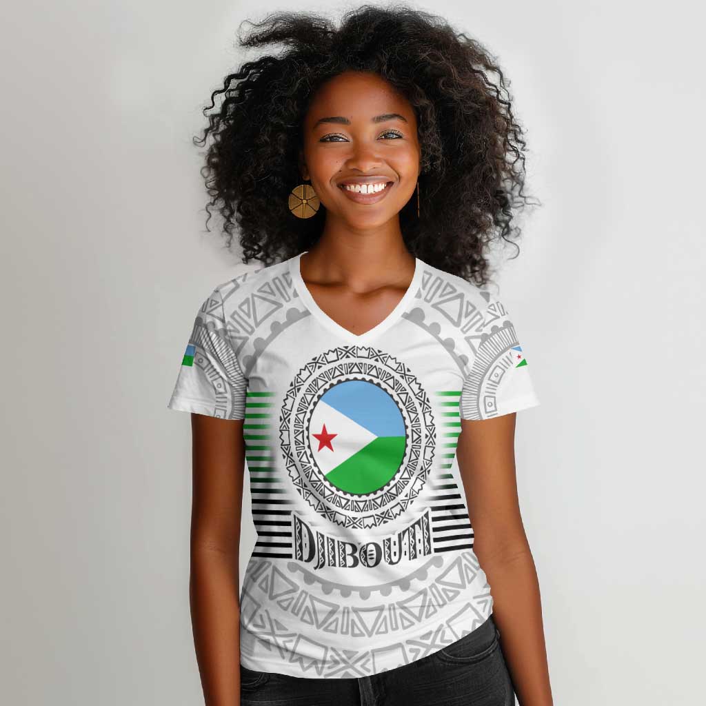 African Tribal Djibouti Roots Women V-Neck T-Shirt Urban Streetwear