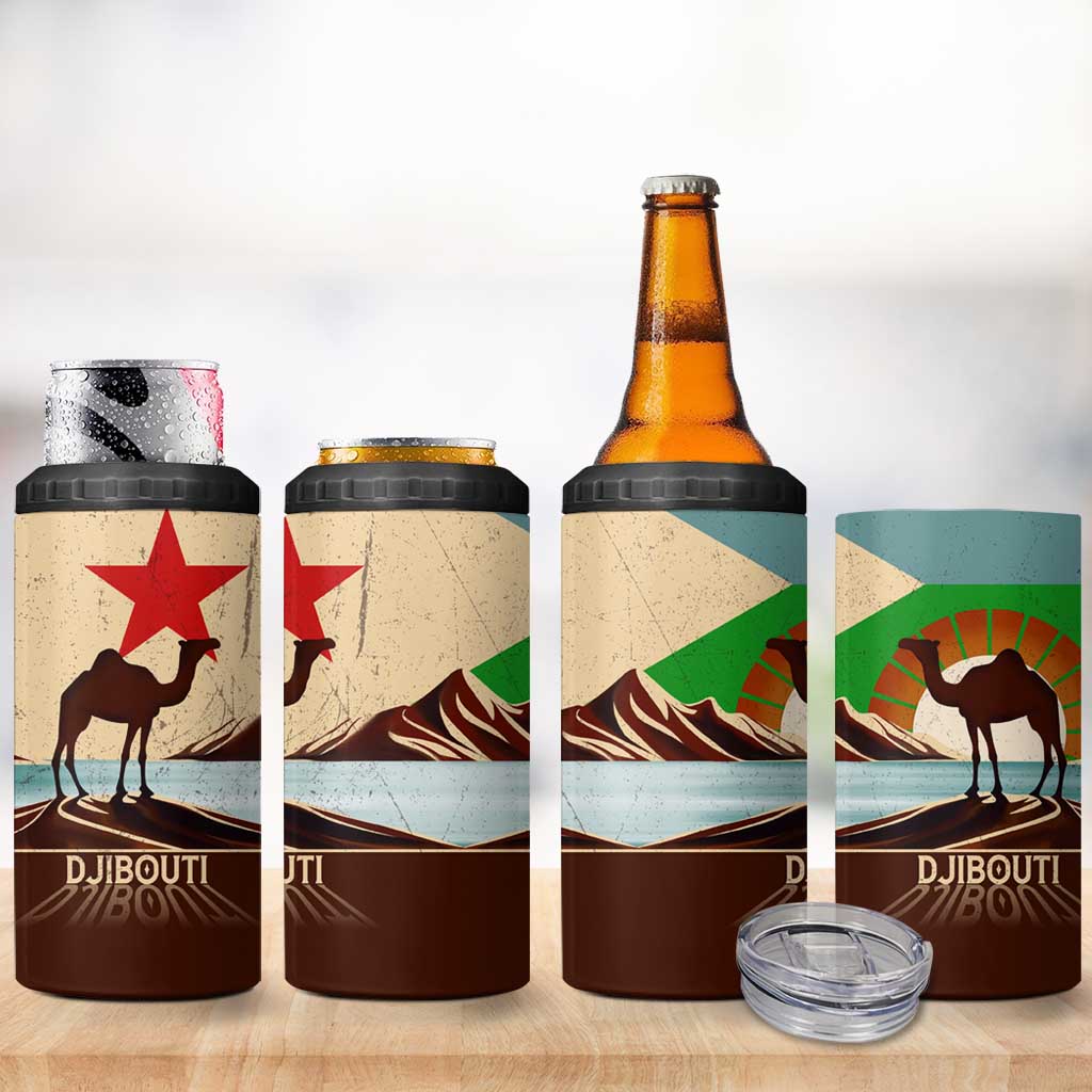 Djibouti Camel 4 in 1 Can Cooler Tumbler Where Desert Meets Sea and Heritage Stands Tall