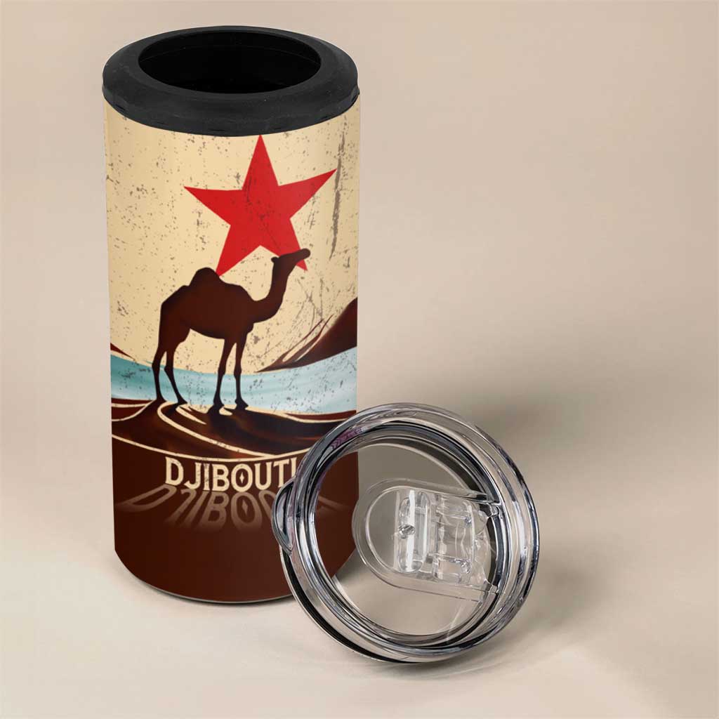 Djibouti Camel 4 in 1 Can Cooler Tumbler Where Desert Meets Sea and Heritage Stands Tall