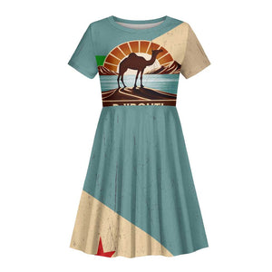 Djibouti Camel Kid Short Sleeve Dress Where Desert Meets Sea and Heritage Stands Tall