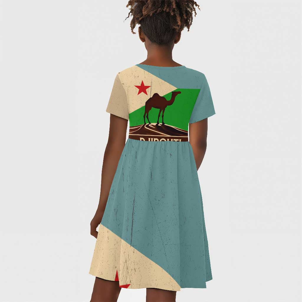 Djibouti Camel Kid Short Sleeve Dress Where Desert Meets Sea and Heritage Stands Tall