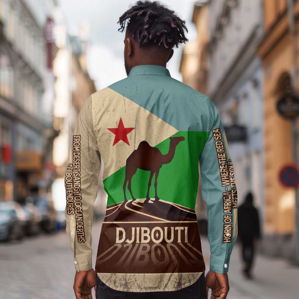 Djibouti Camel Long Sleeve Button Shirt Where Desert Meets Sea and Heritage Stands Tall
