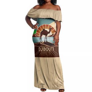 Djibouti Camel Off Shoulder Maxi Dress Where Desert Meets Sea and Heritage Stands Tall