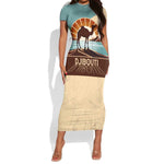 Djibouti Camel Short Sleeve Bodycon Dress Where Desert Meets Sea and Heritage Stands Tall TS04