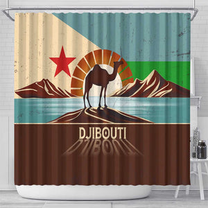 Djibouti Camel Shower Curtain Where Desert Meets Sea and Heritage Stands Tall