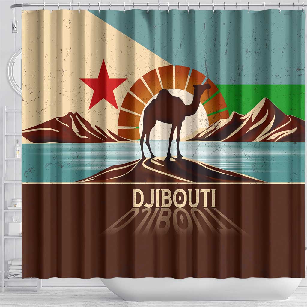 Djibouti Camel Shower Curtain Where Desert Meets Sea and Heritage Stands Tall