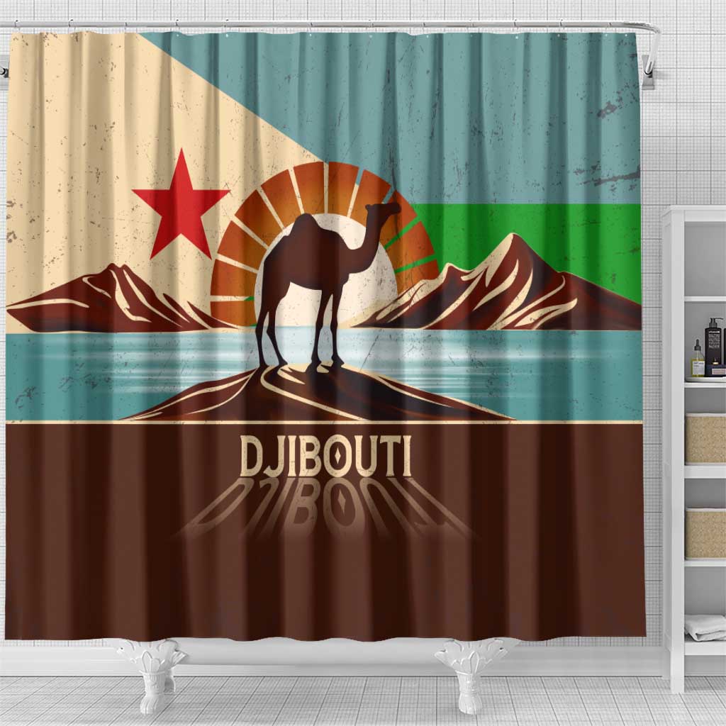 Djibouti Camel Shower Curtain Where Desert Meets Sea and Heritage Stands Tall
