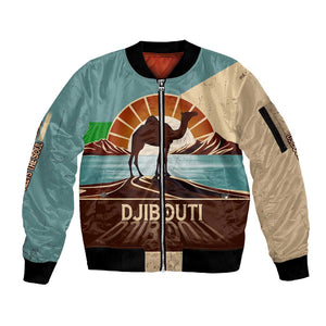 Djibouti Camel Sleeve Zip Bomber Jacket Where Desert Meets Sea and Heritage Stands Tall