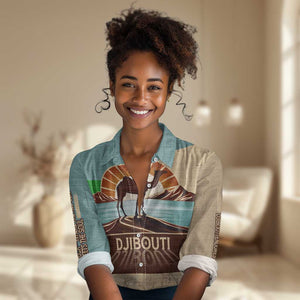 Djibouti Camel Women Casual Shirt Where Desert Meets Sea and Heritage Stands Tall