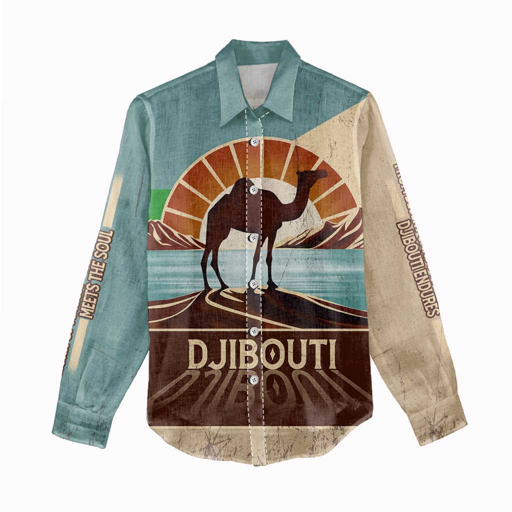 Djibouti Camel Women Casual Shirt Where Desert Meets Sea and Heritage Stands Tall