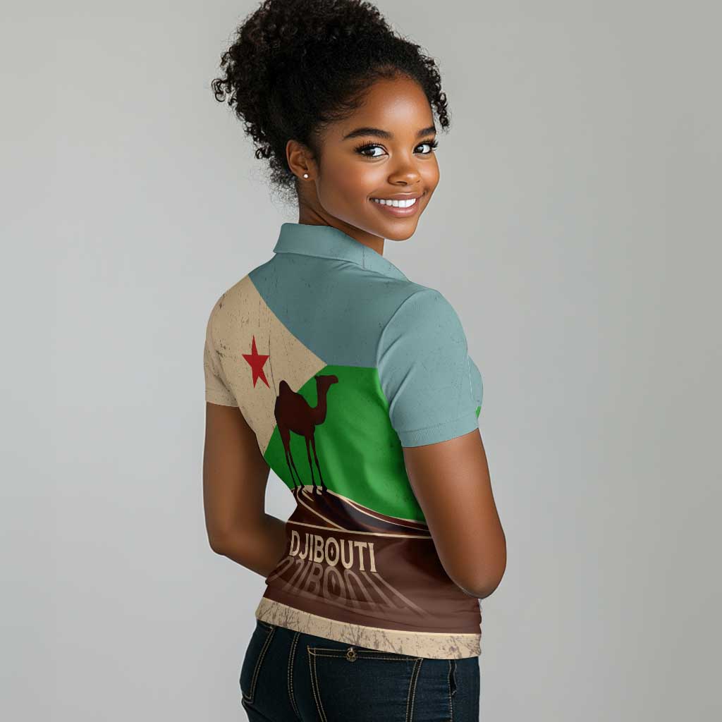 Djibouti Camel Women Polo Shirt Where Desert Meets Sea and Heritage Stands Tall