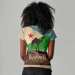 Djibouti Camel Women V-Neck T-Shirt Where Desert Meets Sea and Heritage Stands Tall