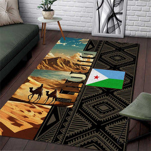 Djibouti Desert Area Rug Camel Riders and African Pattern