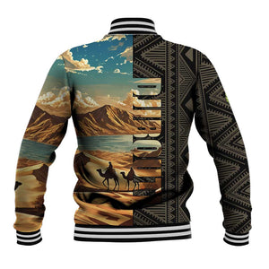 Djibouti Desert Baseball Jacket Camel Riders and African Pattern