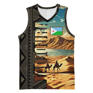 Djibouti Desert Basketball Jersey Camel Riders and African Pattern - African Pride