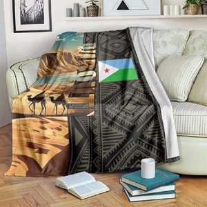 Djibouti Desert Blanket Camel Riders and African Pattern