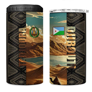 Djibouti Desert 4 in 1 Can Cooler Tumbler Camel Riders and African Pattern