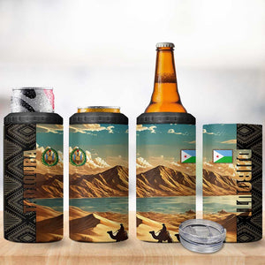 Djibouti Desert 4 in 1 Can Cooler Tumbler Camel Riders and African Pattern