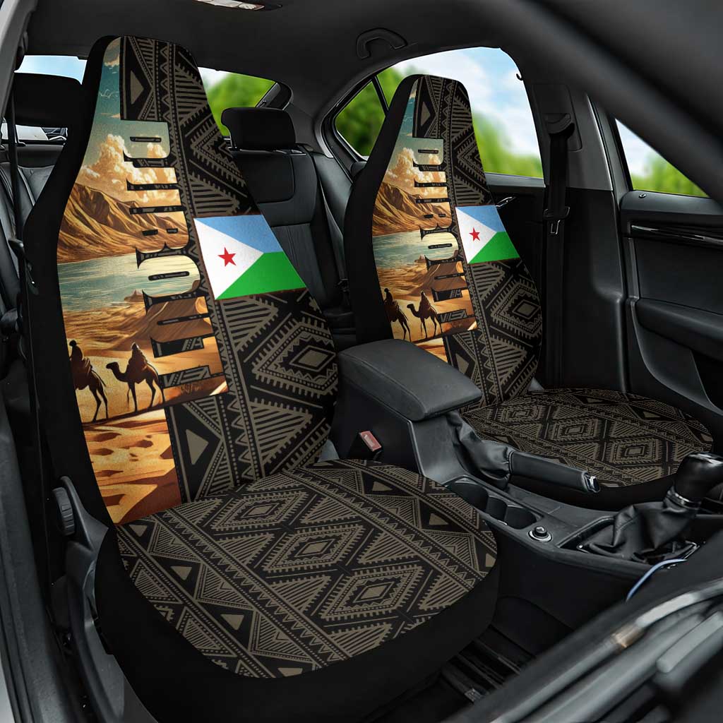 Djibouti Desert Car Seat Cover Camel Riders and African Pattern