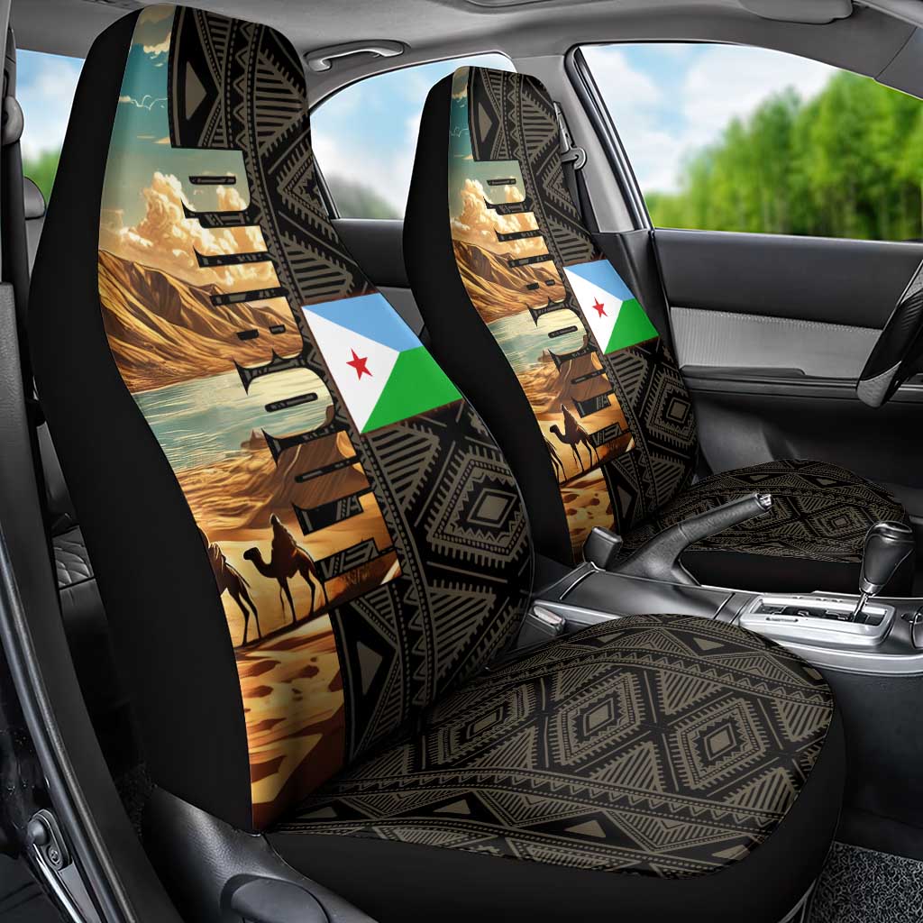 Djibouti Desert Car Seat Cover Camel Riders and African Pattern