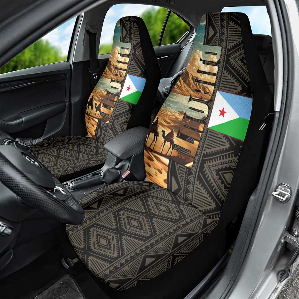 Djibouti Desert Car Seat Cover Camel Riders and African Pattern