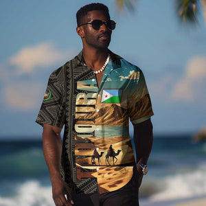 Djibouti Desert Hawaiian Shirt Camel Riders and African Pattern
