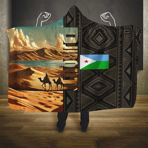 Djibouti Desert Hooded Blanket Camel Riders and African Pattern