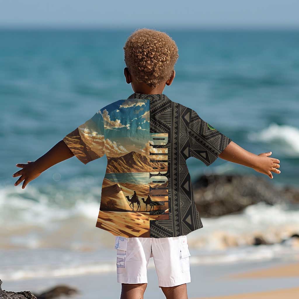 Djibouti Desert Kid Hawaiian Shirt Camel Riders and African Pattern