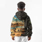 Djibouti Desert Kid Hoodie Camel Riders and African Pattern