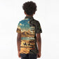 Djibouti Desert Kid Polo Shirt Camel Riders and African Pattern