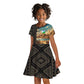Djibouti Desert Kid Short Sleeve Dress Camel Riders and African Pattern