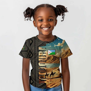 Djibouti Desert Kid T shirt Camel Riders and African Pattern