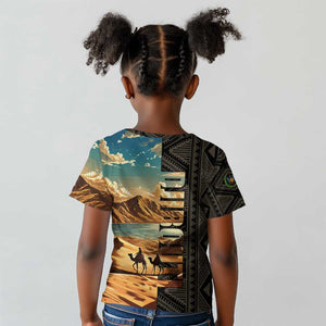 Djibouti Desert Kid T shirt Camel Riders and African Pattern