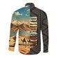 Djibouti Desert Long Sleeve Button Shirt Camel Riders and African Pattern