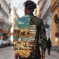 Djibouti Desert Long Sleeve Button Shirt Camel Riders and African Pattern
