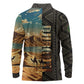 Djibouti Desert Long Sleeve Polo Shirt Camel Riders and African Pattern
