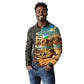Djibouti Desert Long Sleeve Polo Shirt Camel Riders and African Pattern