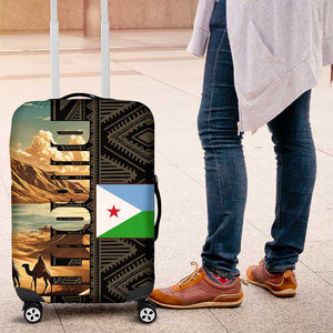 Djibouti Desert Luggage Cover Camel Riders and African Pattern