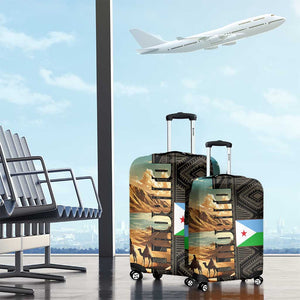 Djibouti Desert Luggage Cover Camel Riders and African Pattern