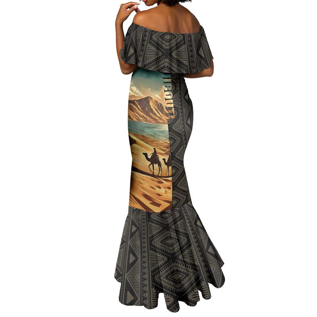 Djibouti Desert Mermaid Dress Camel Riders and African Pattern