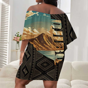 Djibouti Desert Off Shoulder Short Dress Camel Riders and African Pattern