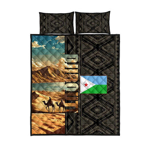 Djibouti Desert Quilt Bed Set Camel Riders and African Pattern