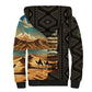 Djibouti Desert Sherpa Hoodie Camel Riders and African Pattern
