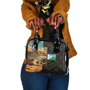 Djibouti Desert Shoulder Handbag Camel Riders and African Pattern