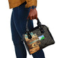 Djibouti Desert Shoulder Handbag Camel Riders and African Pattern