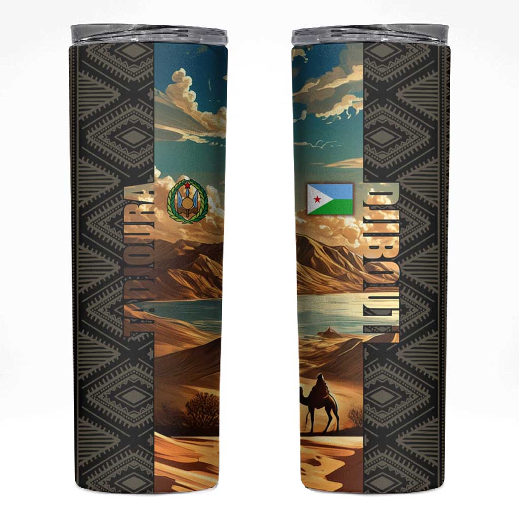 Djibouti Desert Skinny Tumbler Camel Riders and African Pattern